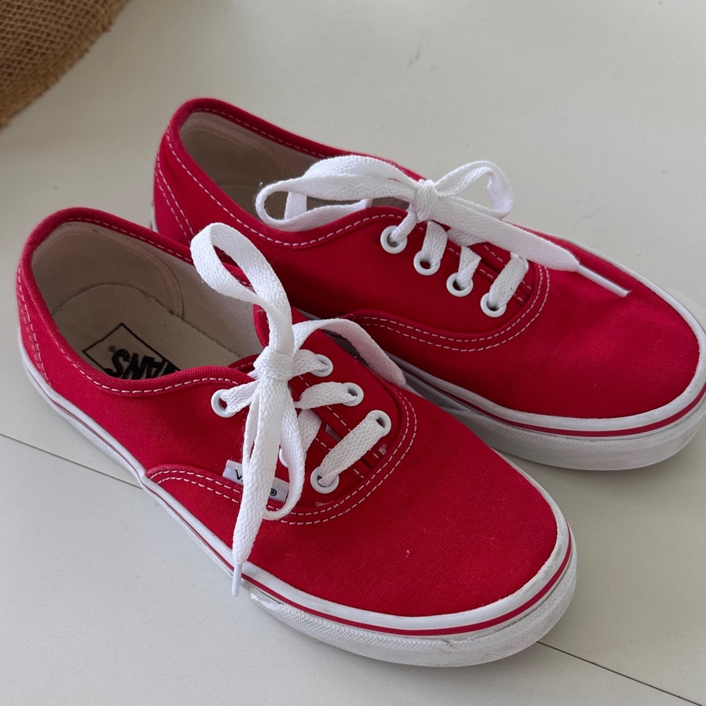 Vans Kids Bright Red Canvas Sneakers like new!!